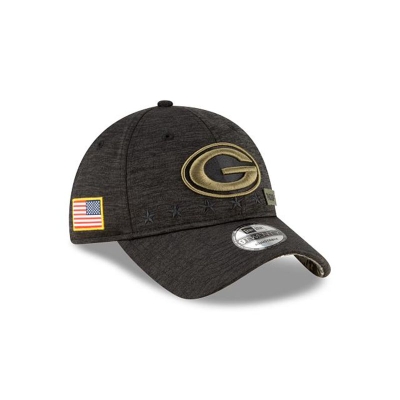 Black Green Bay Packers Hat - New Era NFL Salute To Service 9TWENTY Adjustable Caps USA4832697